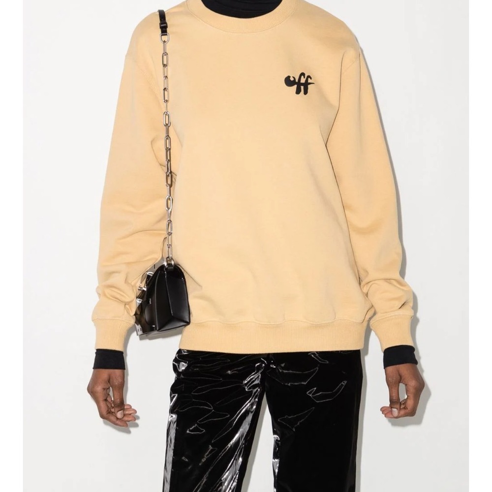 Off-White Tan Zebra Arrow Crew Neck
